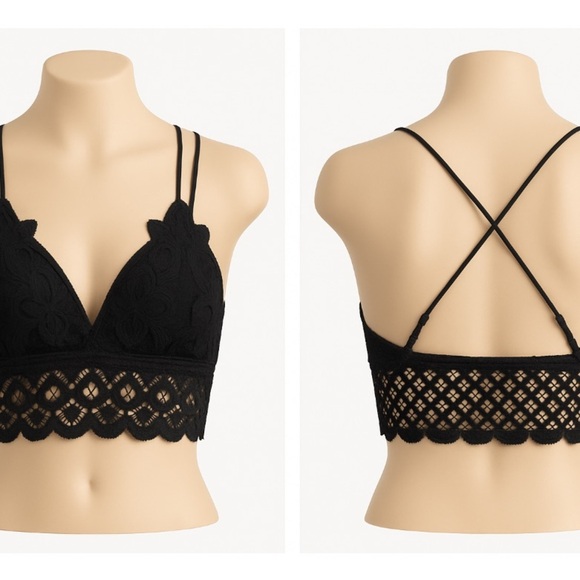 Crochet Lace Bralette – Diamond Smocking Back, Removable Pads Colors Block Sz S - Picture 5 of 11